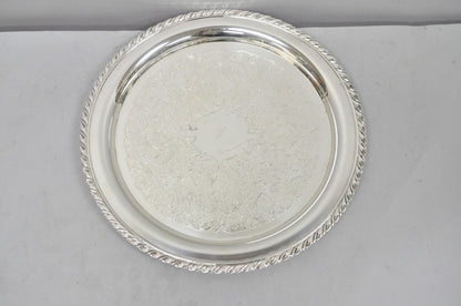 Vintage Oneida Victorian Style 12" Round Silver Plated Serving Platter Bar Tray
