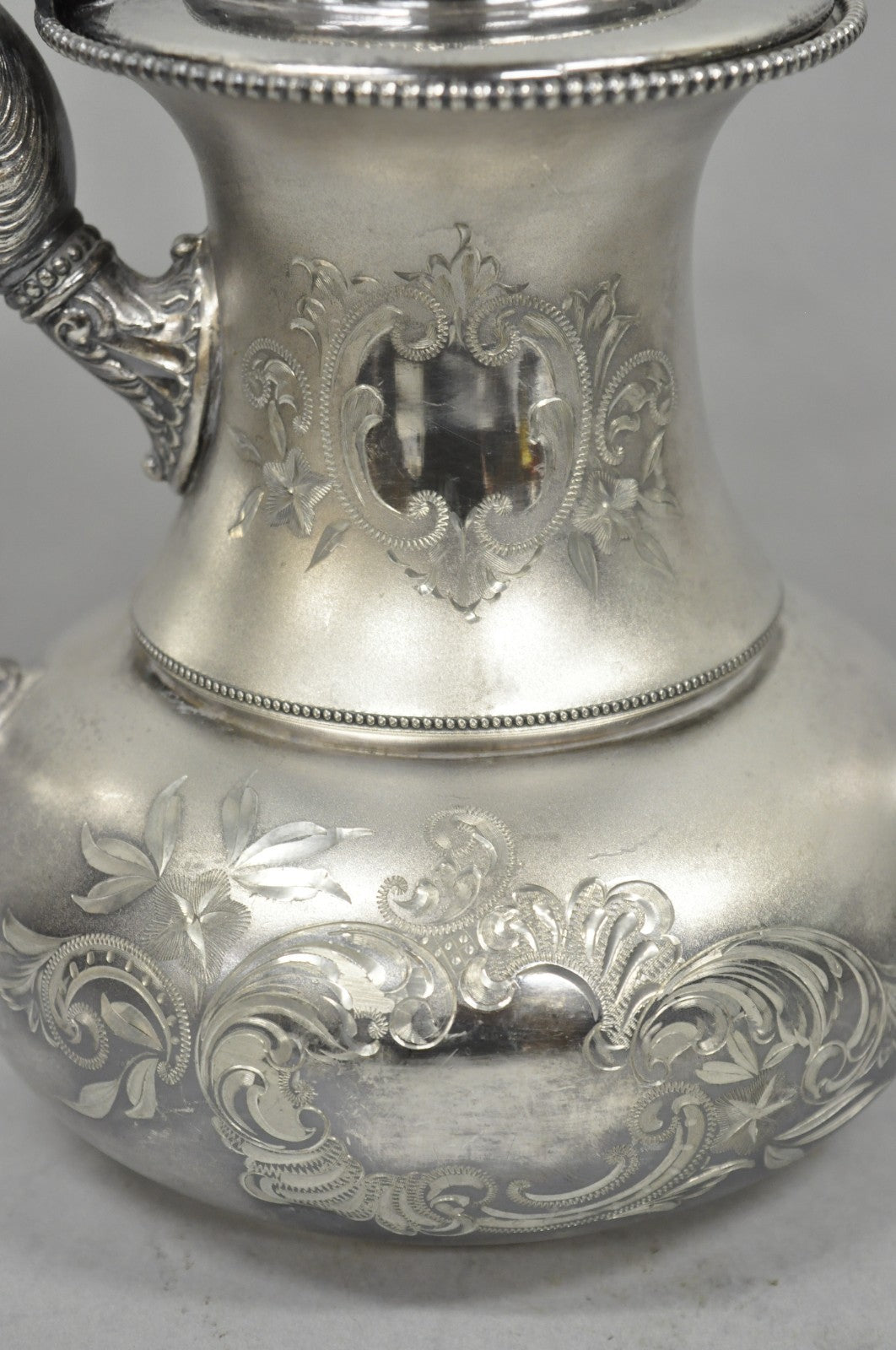 Antique EG Webster English Art Nouveau Silver Plated Repousse Tea Set - 3 Pc Set