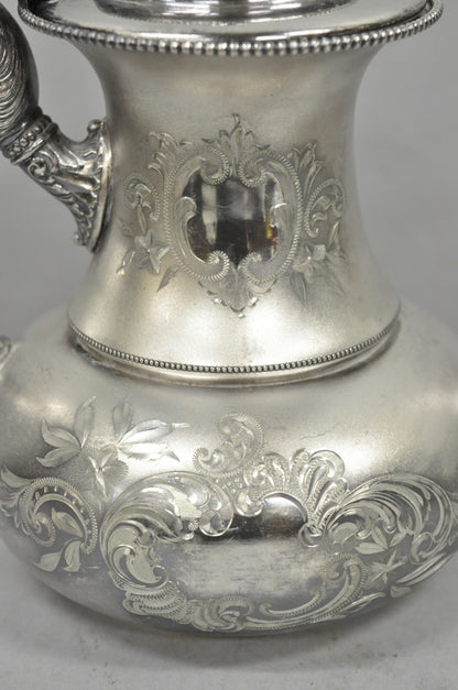Antique EG Webster English Art Nouveau Silver Plated Repousse Tea Set - 3 Pc Set