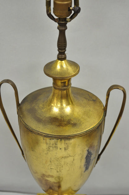 Antique French Empire Neoclassical Patinated Brass Large Samovar Urn Table Lamp