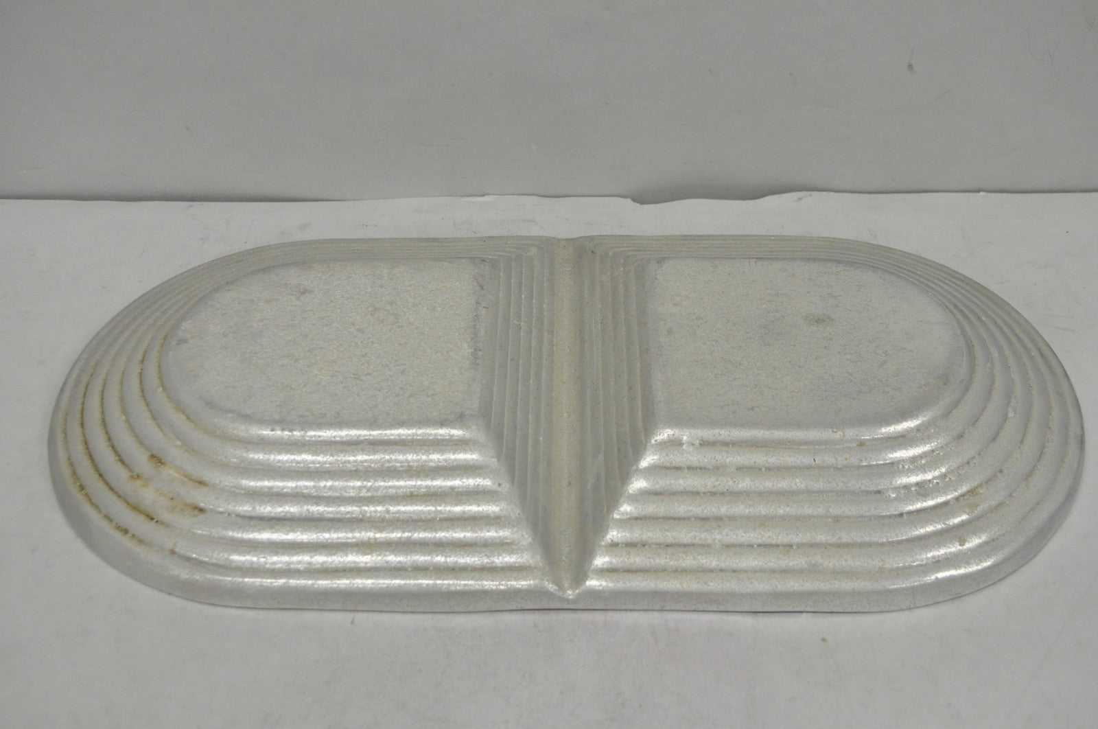 Vintage Mid Century Modern Art Deco Cast Aluminum 2 Section Serving Dish Platter
