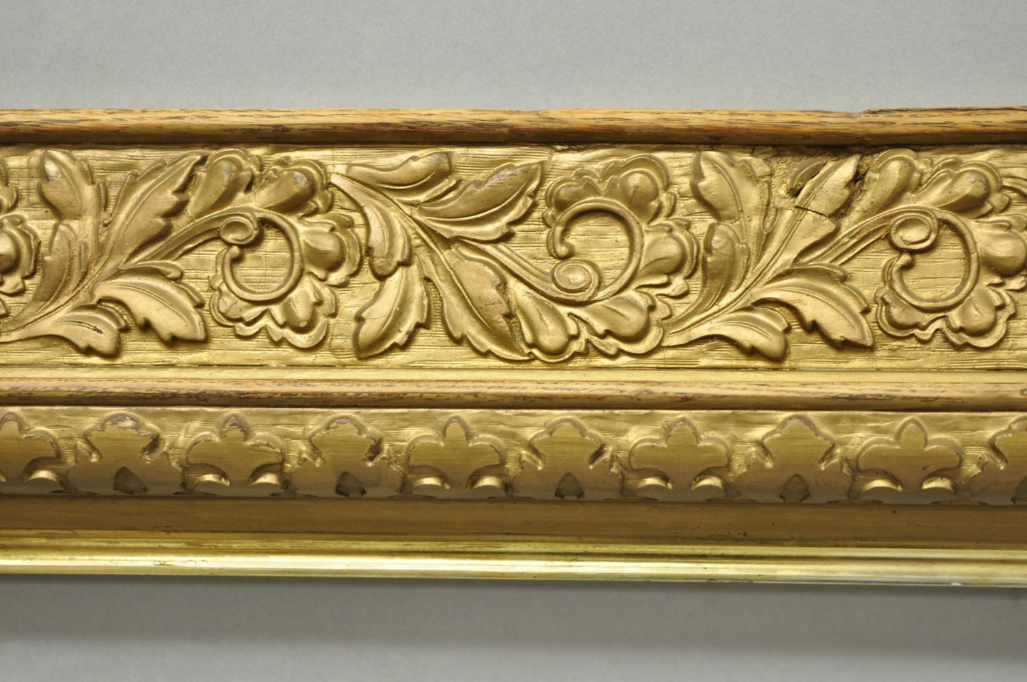 Antique Victorian Gold Gilt Oak Wood Leafy Scroll Deep Picture Frame 32.5 x 26.5