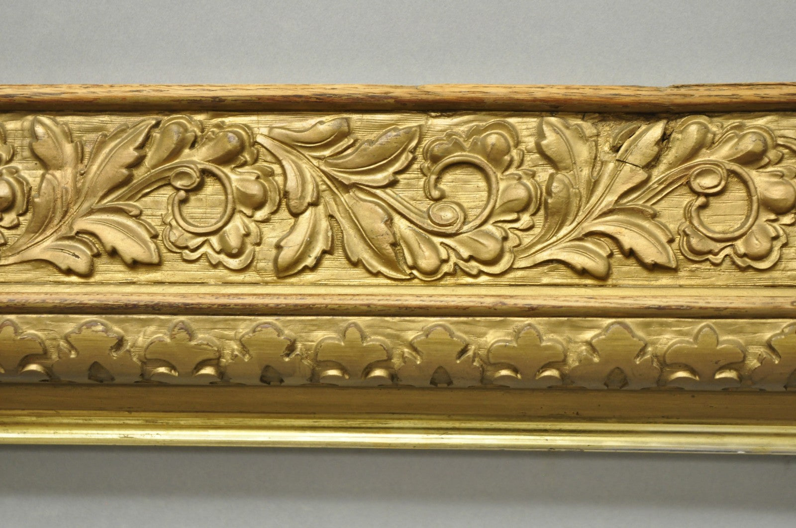 Antique Victorian Gold Gilt Oak Wood Leafy Scroll Deep Picture Frame 32.5 x 26.5