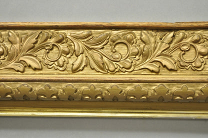 Antique Victorian Gold Gilt Oak Wood Leafy Scroll Deep Picture Frame 32.5 x 26.5