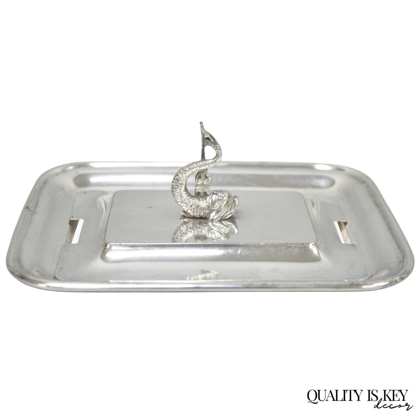 Antique English Regency Silver Plated Serpent Dolphin Desk Dish Note Holder