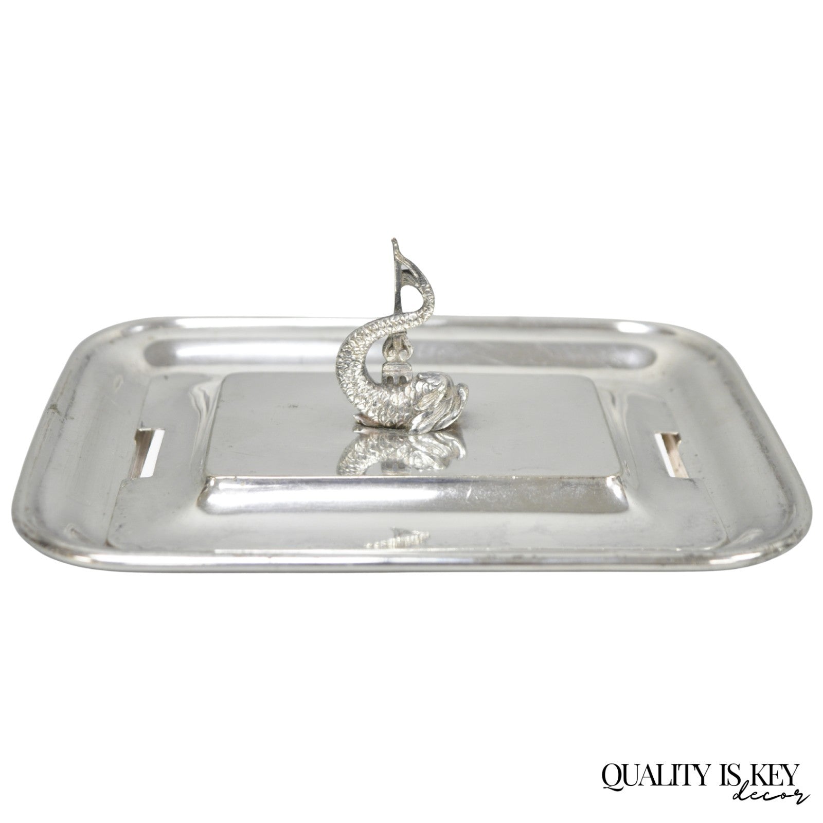 Antique English Regency Silver Plated Serpent Dolphin Desk Dish Note Holder