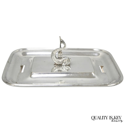 Antique English Regency Silver Plated Serpent Dolphin Desk Dish Note Holder