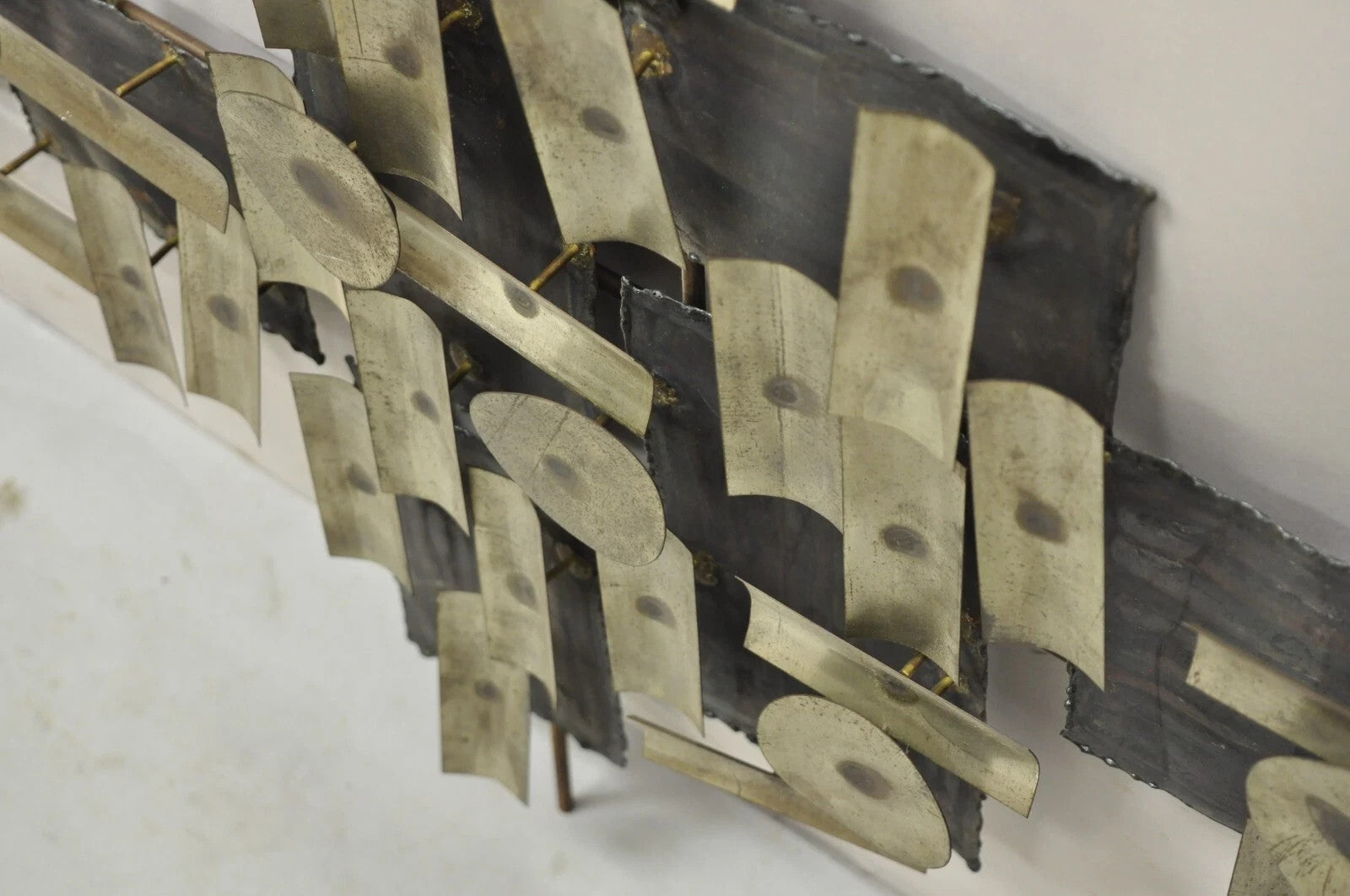 Mid Century Modern Brutalist Steel Metal 48" Wall Sculpture after Curtis Jere