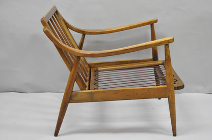 Vintage Mid Century Modern Danish Style Sculptural Walnut Lounge Arm Chair
