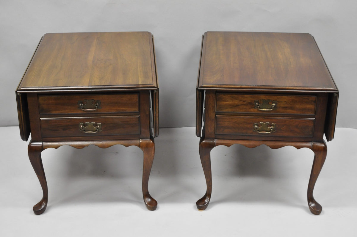 Vintage Pennsylvania House Cherry Wood Drop Leaf Pembroke End Tables - a Pair