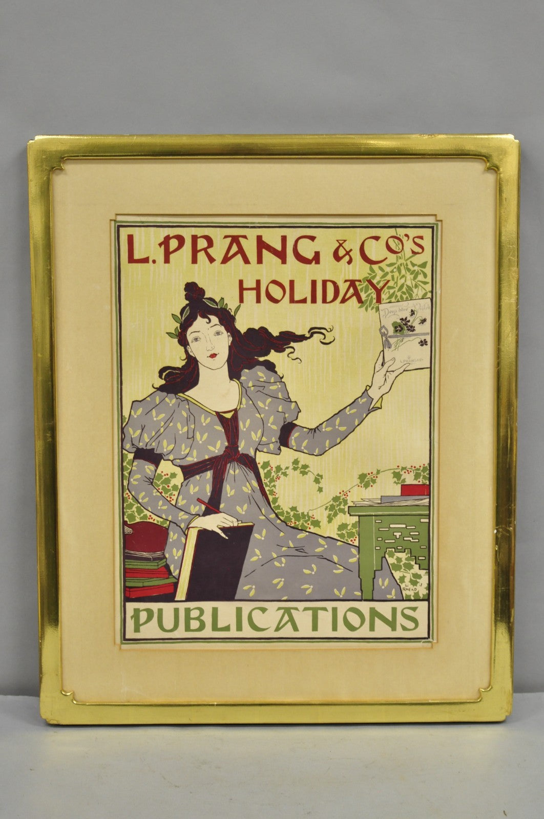 Antique L. Prang & Co's Louis Rhead 1895 Holiday Magazine Framed Art Print
