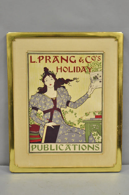 Antique L. Prang & Co's Louis Rhead 1895 Holiday Magazine Framed Art Print