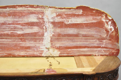 Antique French Baroque Rococo Carved Walnut Marble Top Sideboard Buffet w Drawer