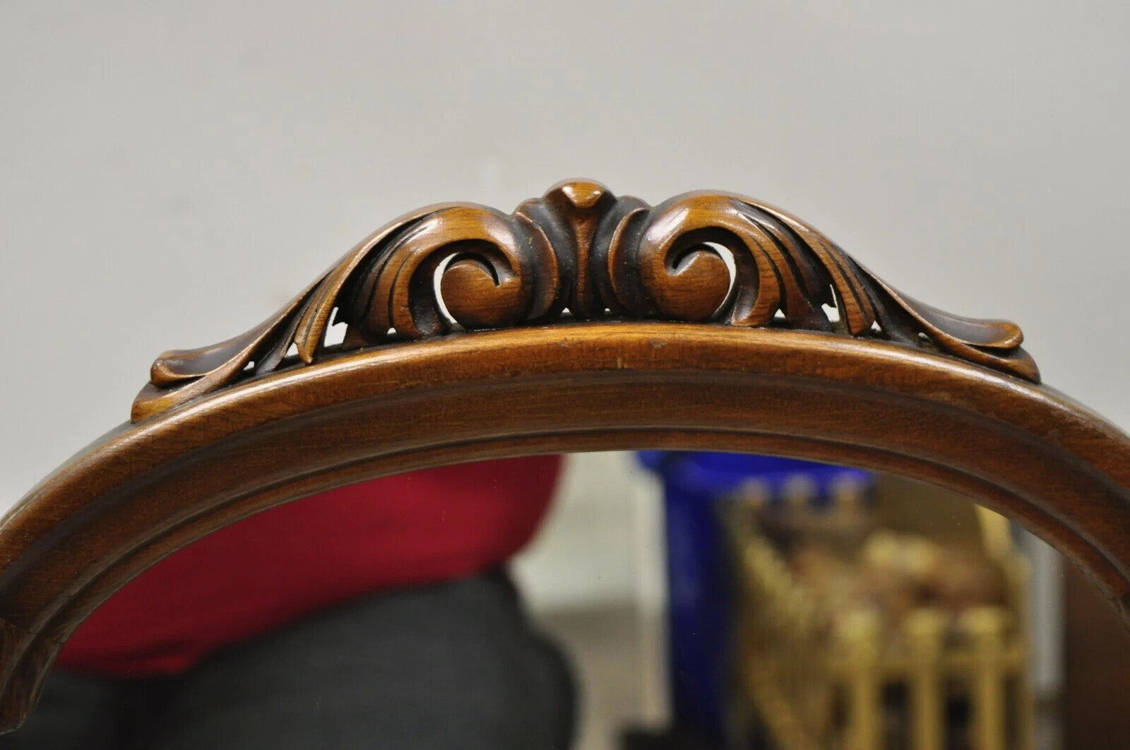 Antique Jacobean Depression Era Walnut Vanity Dresser Pivoting Shaving Mirror