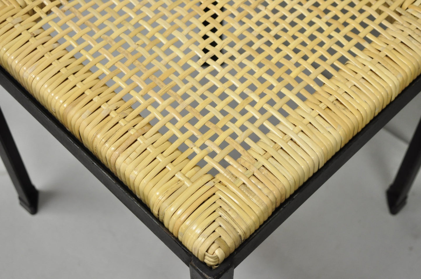 Mid Century Modern Danny Ho Fong Tropi-Cal Iron Cane Side Table Stool - Set of 4