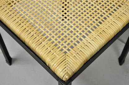 Mid Century Modern Danny Ho Fong Tropi-Cal Iron Cane Side Table Stool - Set of 4