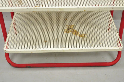 Vintage Hostess Red Metal Perforated 4 Shelf Folding Display Shelf Stand