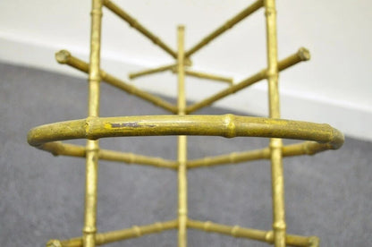 Vintage Italian Hollywood Regency Gold Gilt Metal Faux Bamboo Magazine Rack