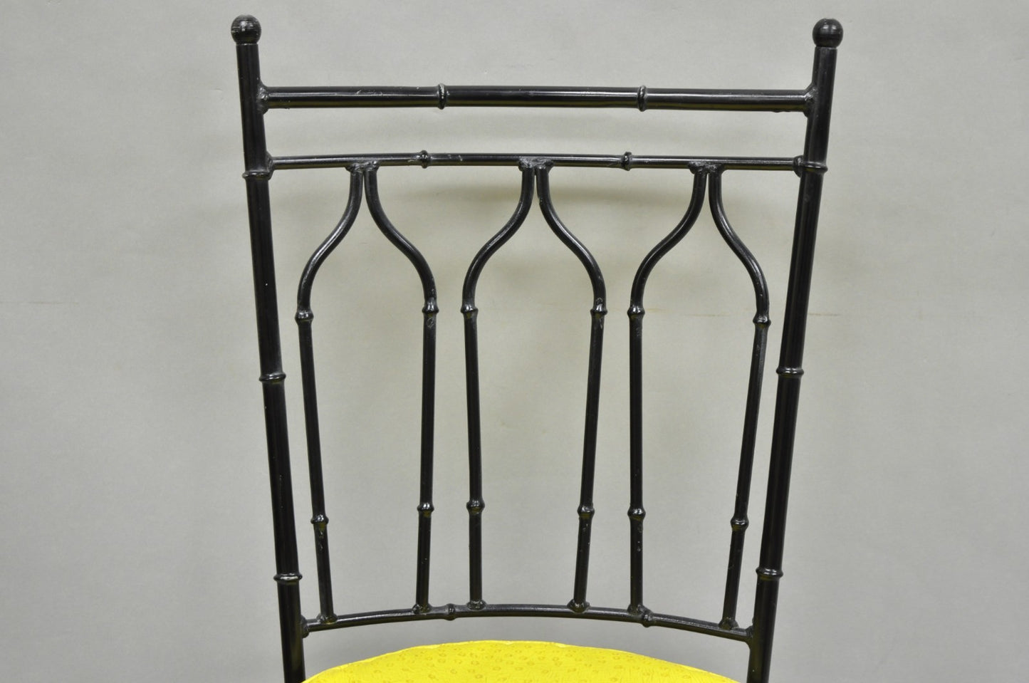 Vintage Salterini Hollywood Regency Wrought Iron Faux Bamboo Dining Chair, Set 8