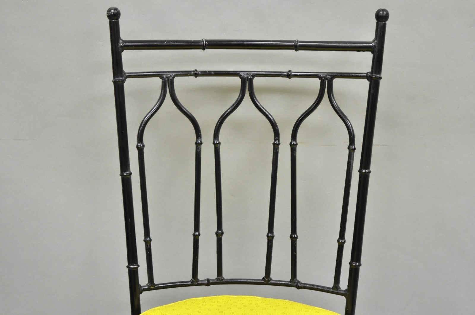 Vintage Salterini Hollywood Regency Wrought Iron Faux Bamboo Dining Chair, Set 8