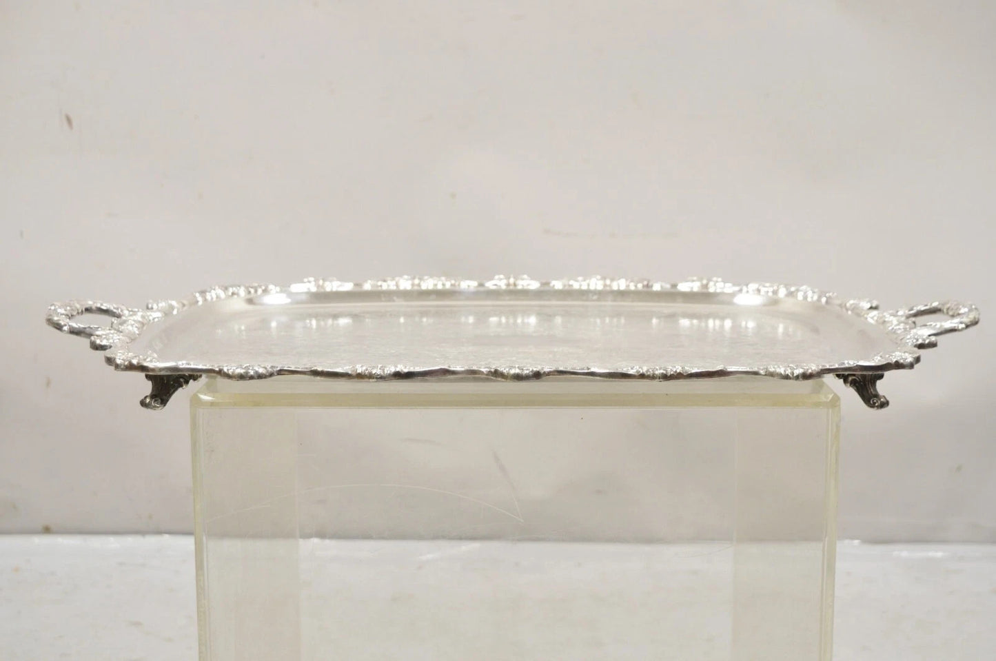 Vintage EPCA Old English by Poole 5032 Silver Plated Ornate Serving Platter Tray