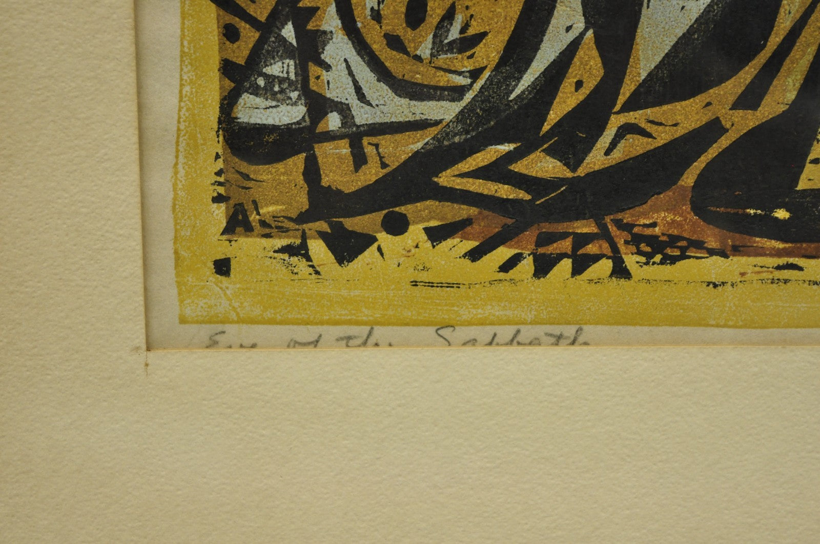 Vintage Irving Amen "Eve of the Sabbath" Woodblock Print Judaica Art, Signed