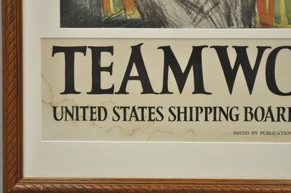 World War 1 "Team Work Wins United States Shipping  Board" Original Poster Print