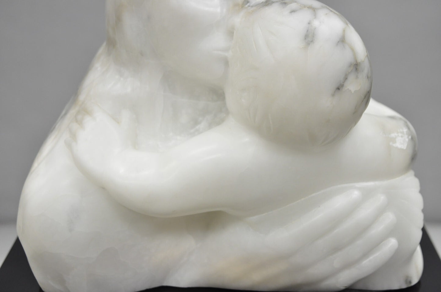 Morton Gaffin "Love, 1988" Modernist Mother & Child White Alabaster Sculpture