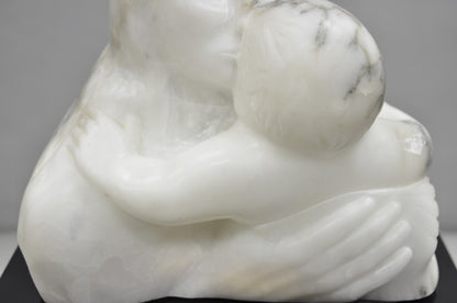 Morton Gaffin "Love, 1988" Modernist Mother & Child White Alabaster Sculpture