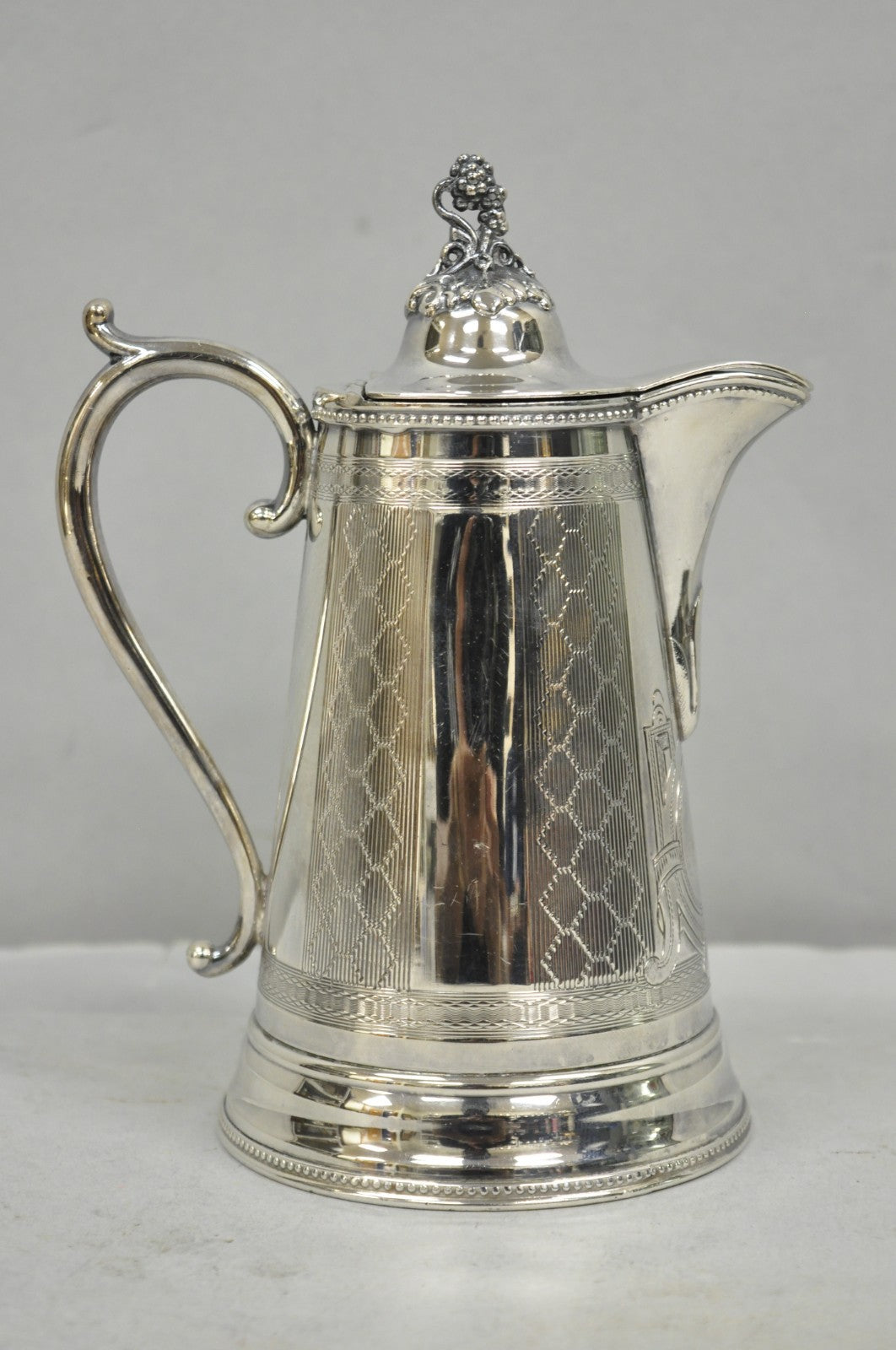 Antique English Victorian Silver Plated Small Coffee Pot Teapot Creamer Monogram