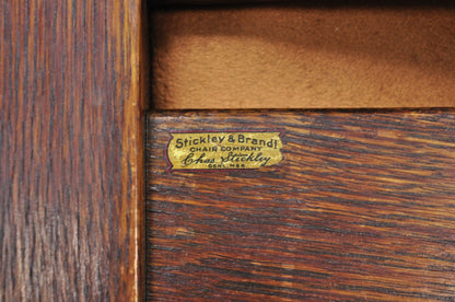 Antique Stickley & Brandt Mission Oak Arts & Crafts Arm Chair with Drop Seat