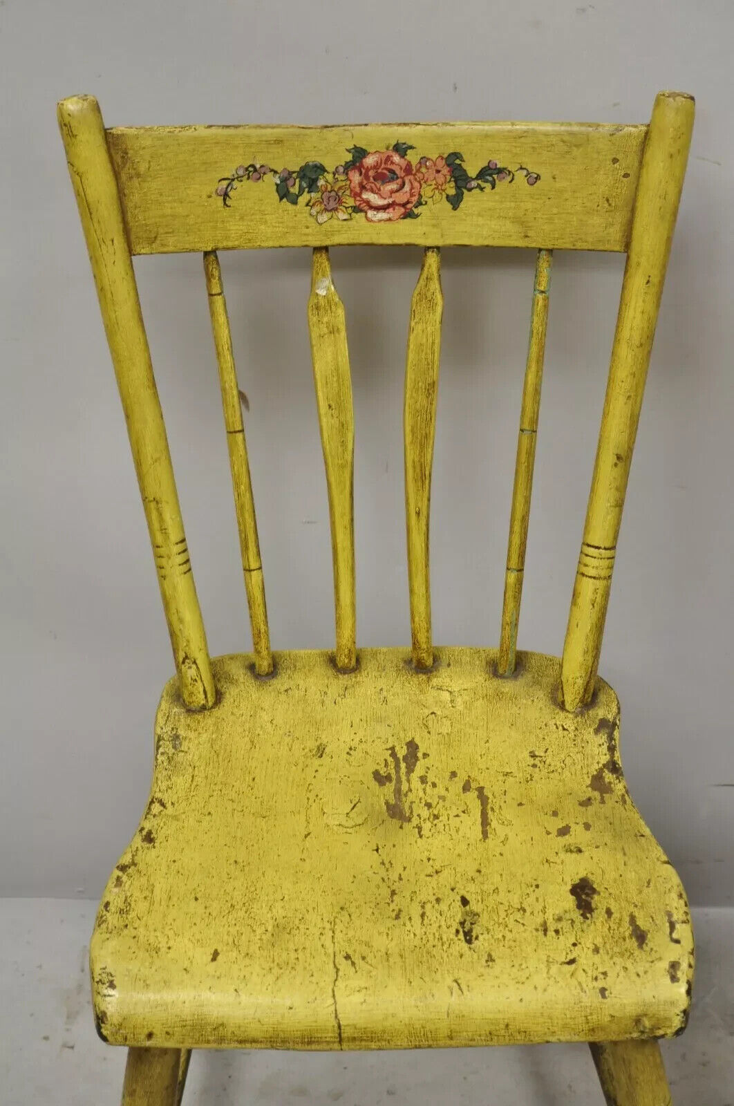 Frederick Loeser & Co Yellow Primitive Hitchcock Style Side Chairs - Pair (A)