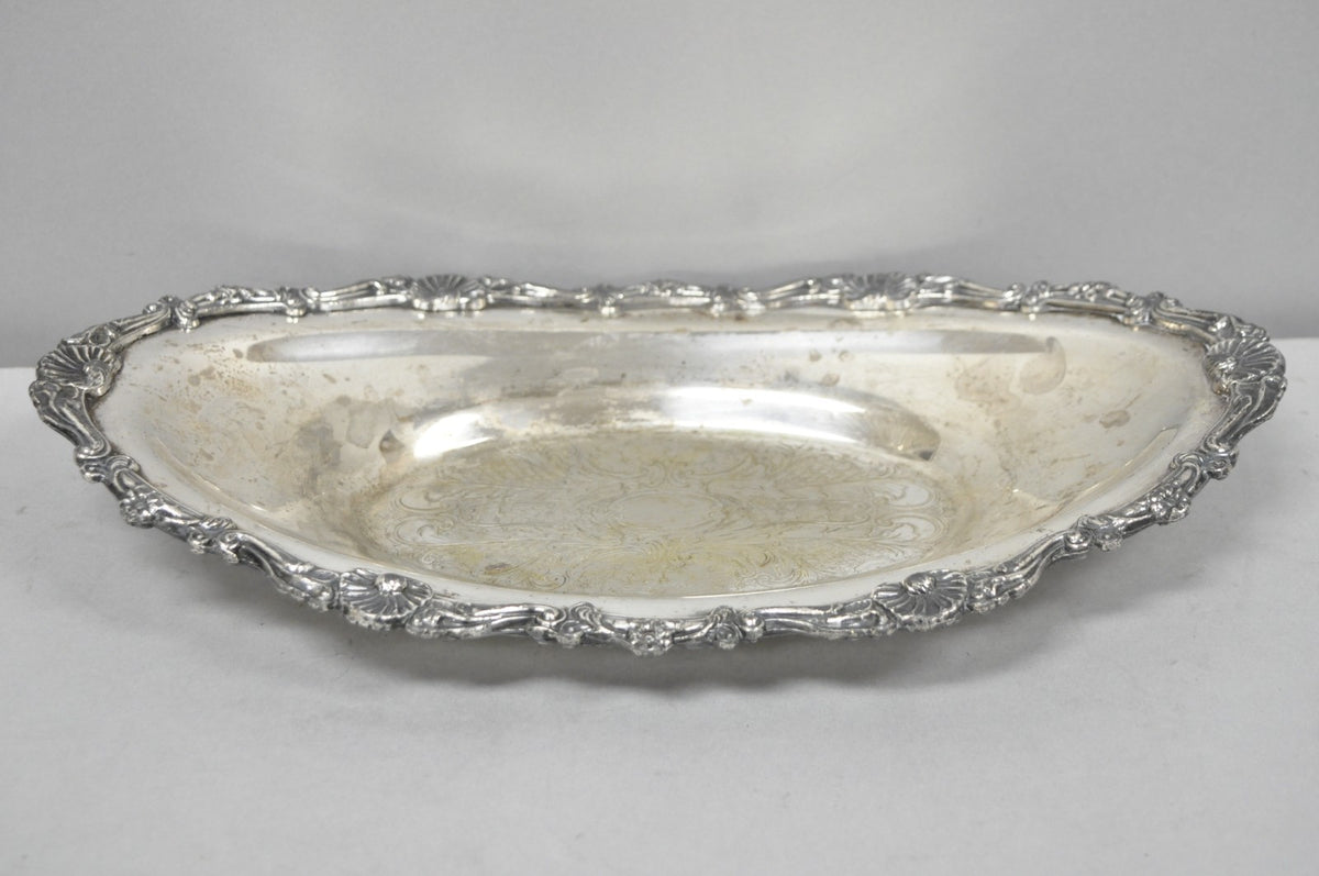 Vintage Victorian Style Silver Plated Oval 13.5" Trinket Serving Dish (A)