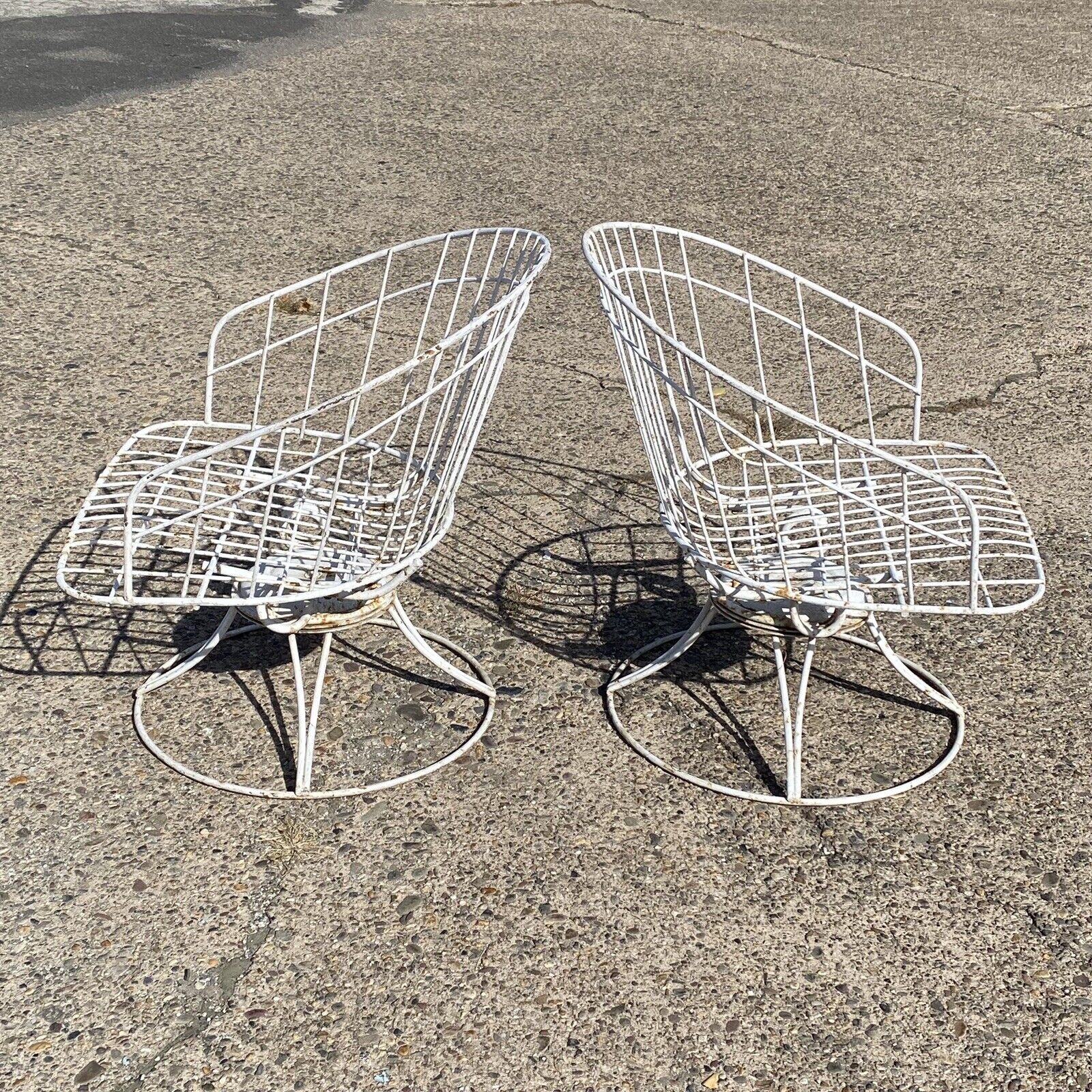 Vintage Homecrest Bottemiller Mid Century Modern Metal Swivel Club Chairs - Pair