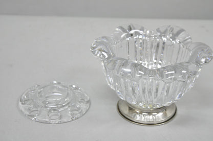 Vintage French Mid Century Modern Crystal Glass Flower Frog Flower Holder Vase