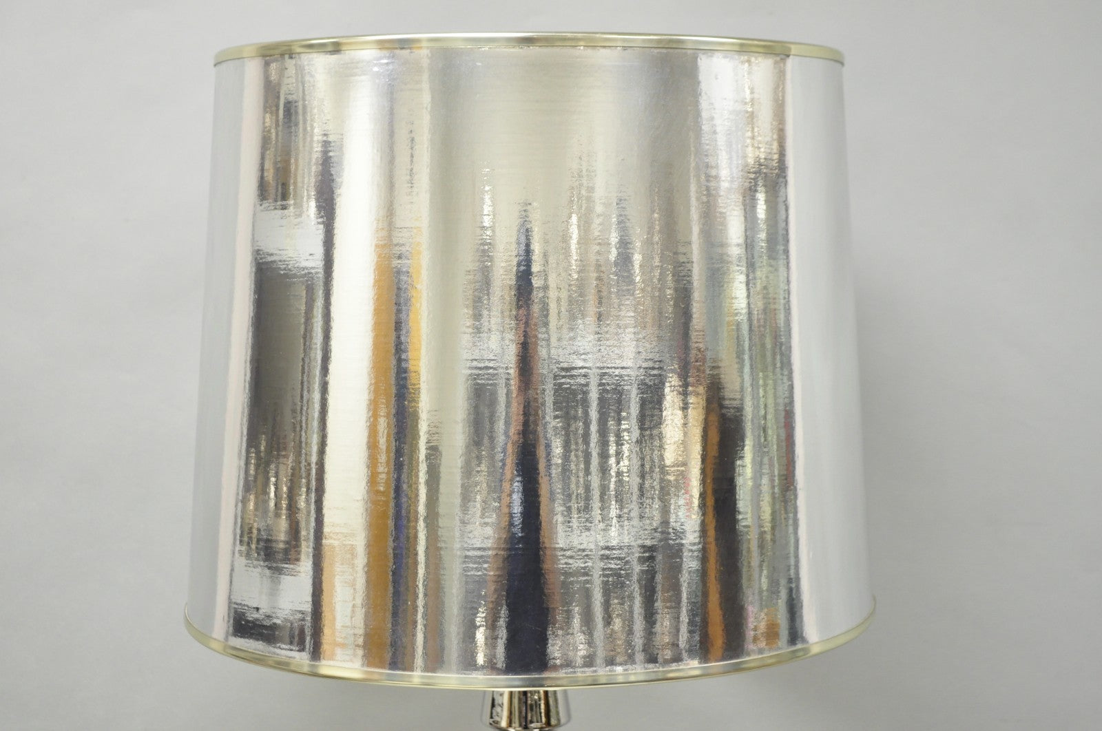 Vintage Italian Mid Century Modern Tall Sculptural Silver Ceramic Table Lamp