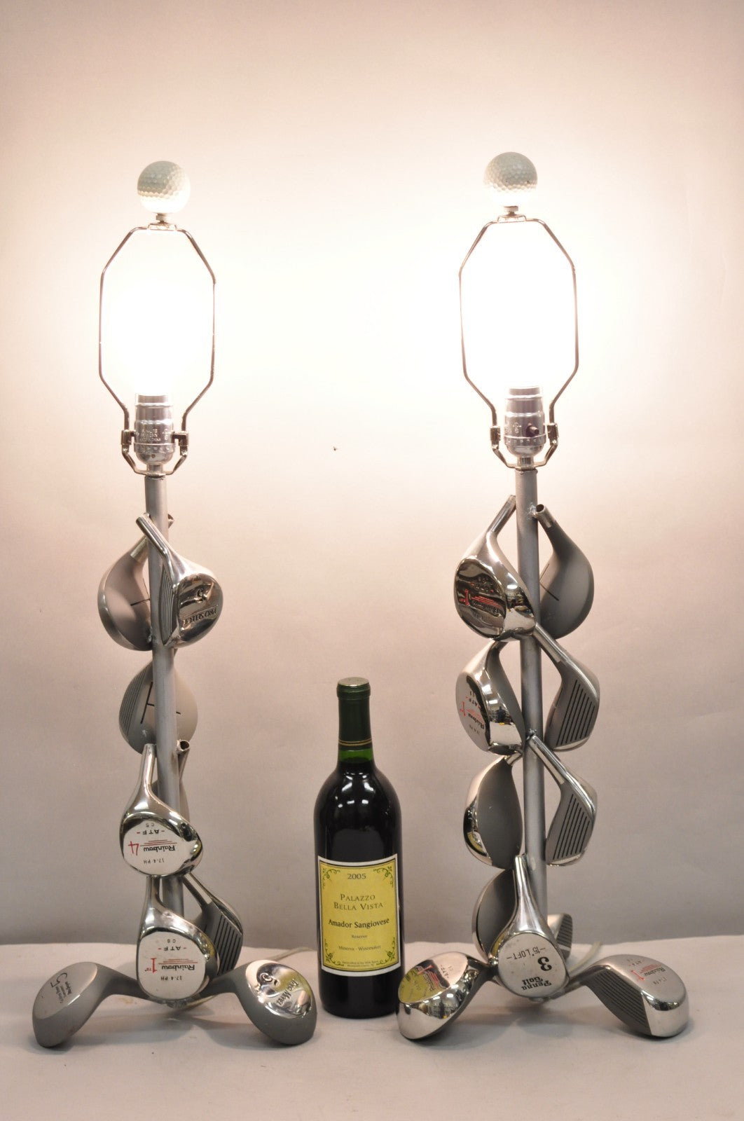 Decorative Modern Real Golf Club Mancave Game Room Table Lamps - a Pair