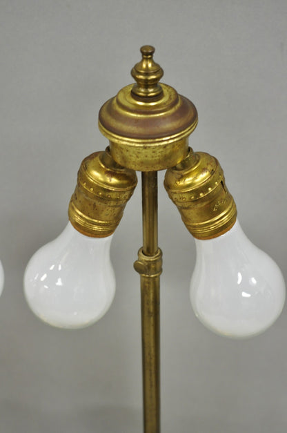 Antique French Neoclassical Figural Brass Repousse Cherub Lion Table Lamp - Pair