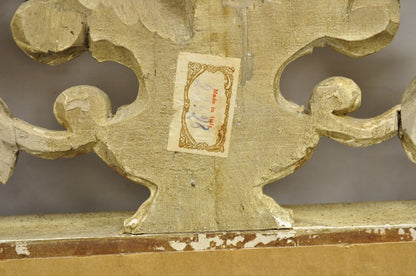 Vintage Italian Neoclassical Carved Wood Painted Birds & Flowers Wall Mirror