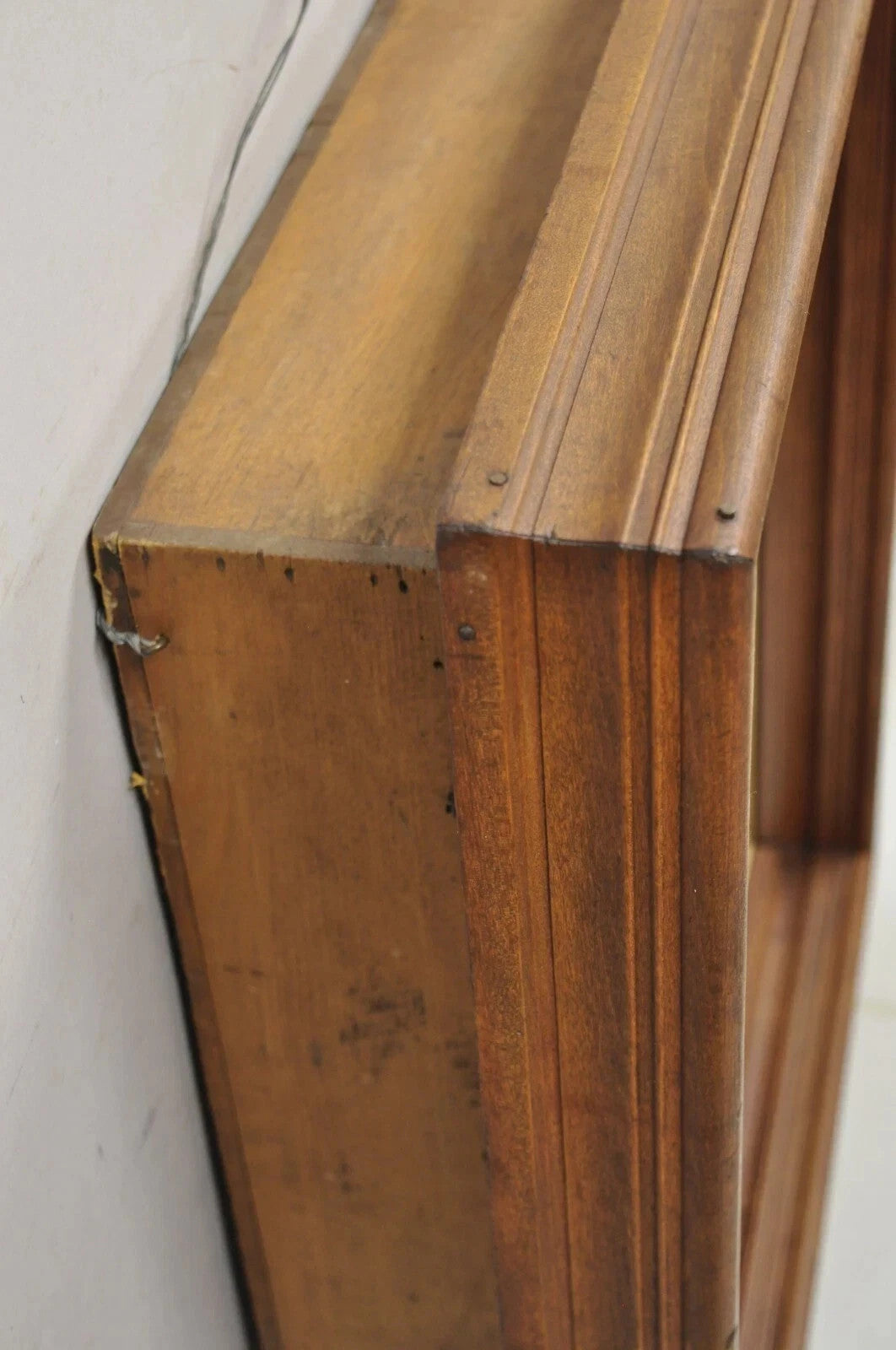 Victorian Mahogany Deep Shadow Box Frame Felt Cotton Mourning Wreath Wall Art