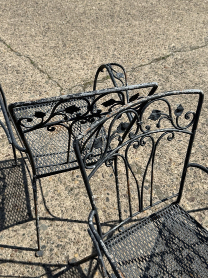 Salterini Style Wrought Iron Garden Patio Dining Set by Florentine Craft Studio