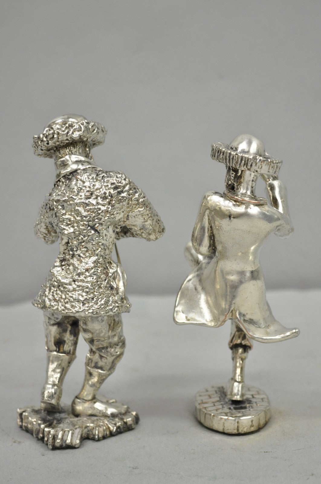 Vintage The Fiddler & Dancing Rabbi 925 Sterling Silver Over Copper Figures