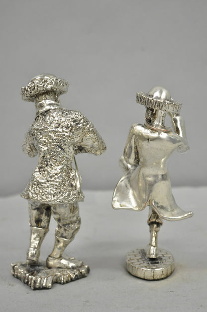 Vintage The Fiddler & Dancing Rabbi 925 Sterling Silver Over Copper Figures