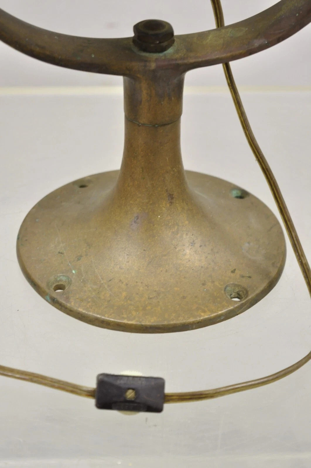 Antique "The Neverout" Searchlight Projector Brass Rose Mfg Maritime Table Lamp