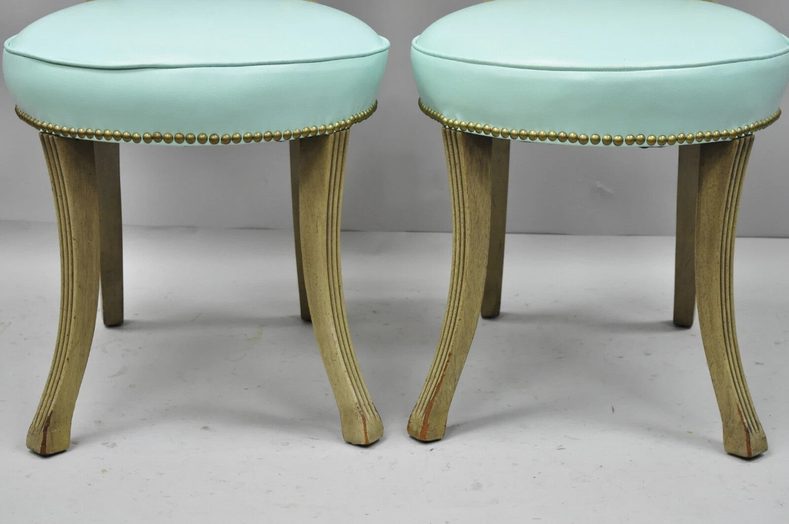 Vintage French Regency Style Mahogany Side Chairs w/ Brass Handles - a Pair
