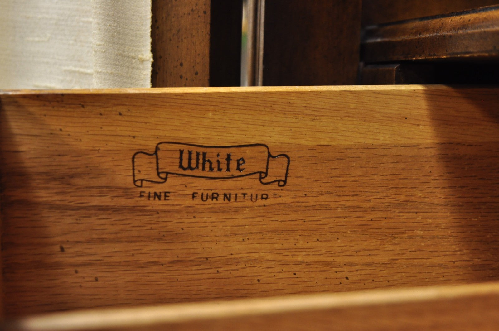 Vintage French Country Style Tall Walnut Armoire Dresser Wardrobe by White Furn.