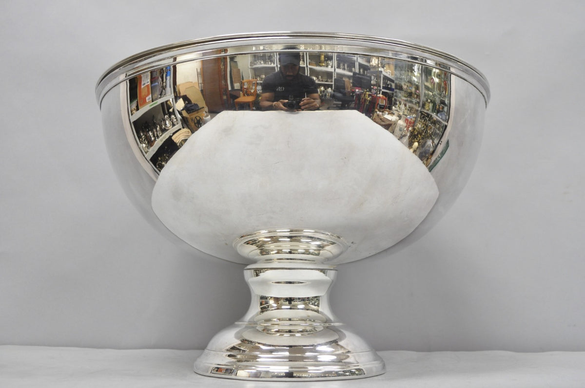 Vintage Modern Pedestal Base Silver Plated 5 Bottle Champagne Chiller Ice Bucket