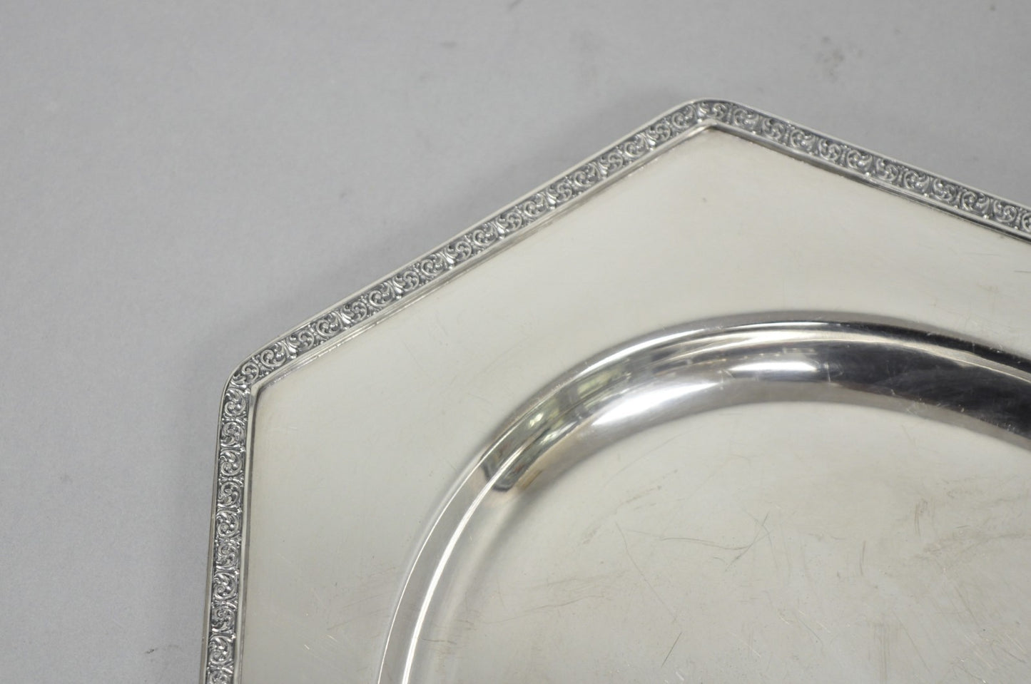 Antique Victorian Andover SP Co Silver Plated Octagonal Serving Platter Tray