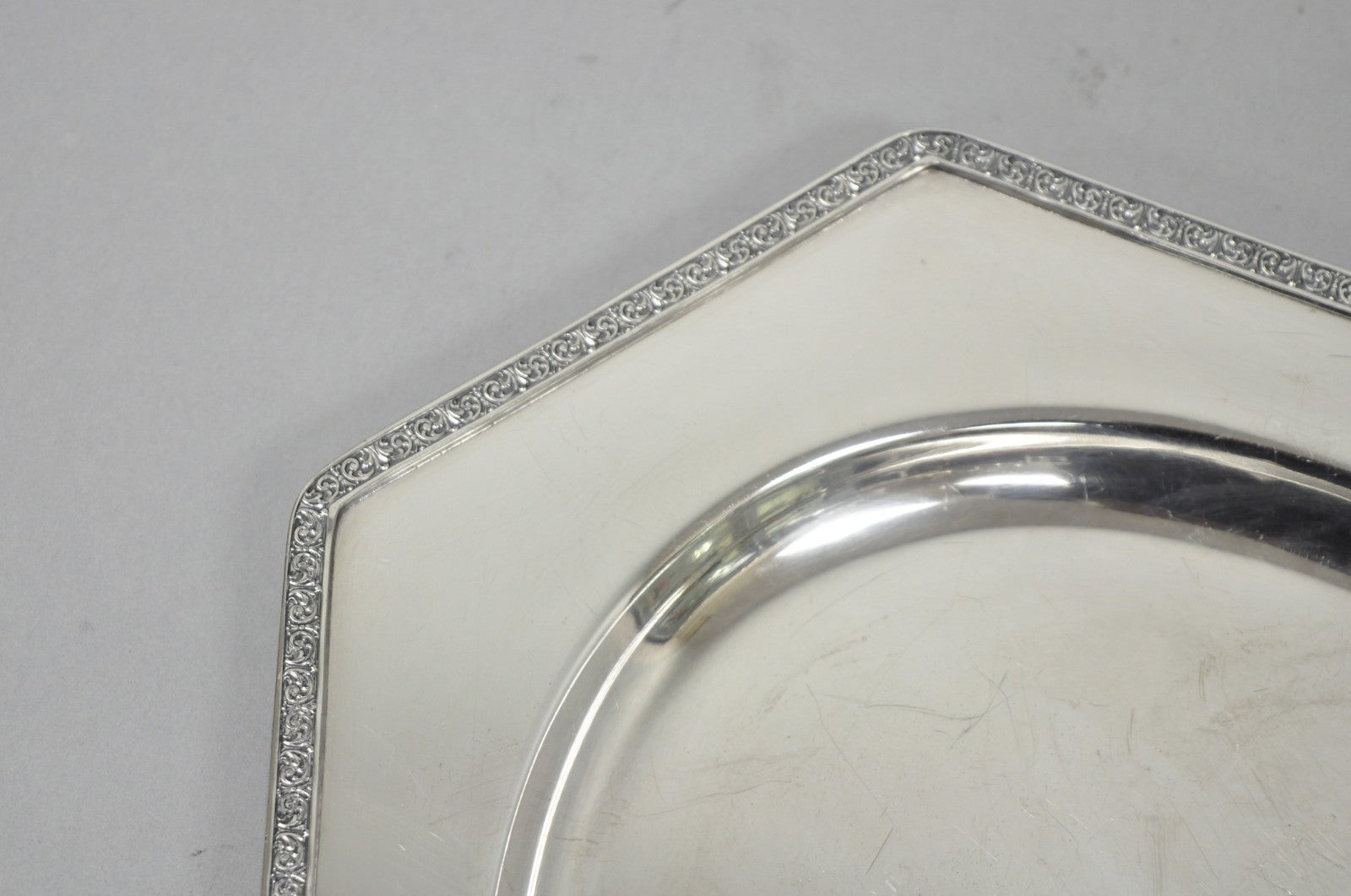 Antique Victorian Andover SP Co Silver Plated Octagonal Serving Platter Tray