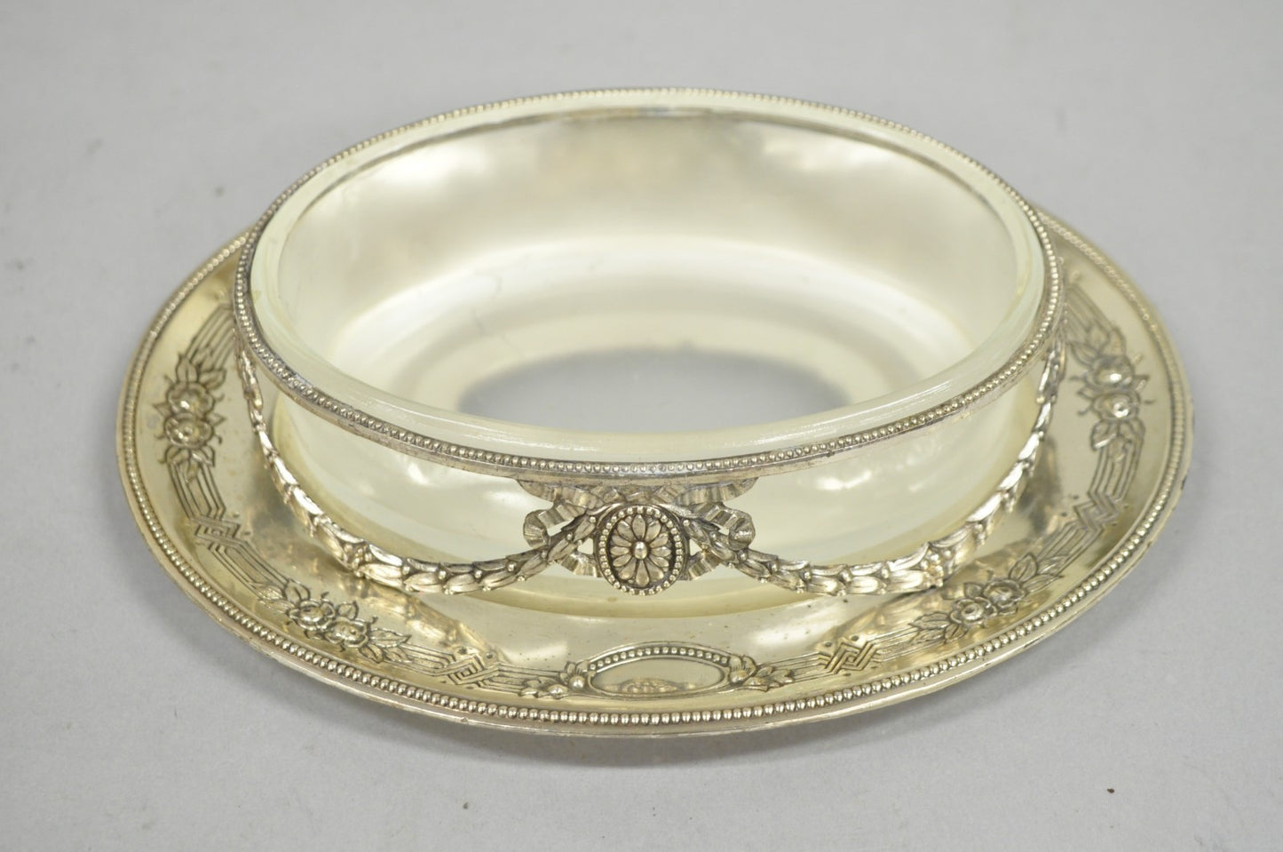 Antique Corbell & Co England Edwardian Adam Silver Plated Ornate Butter Dish